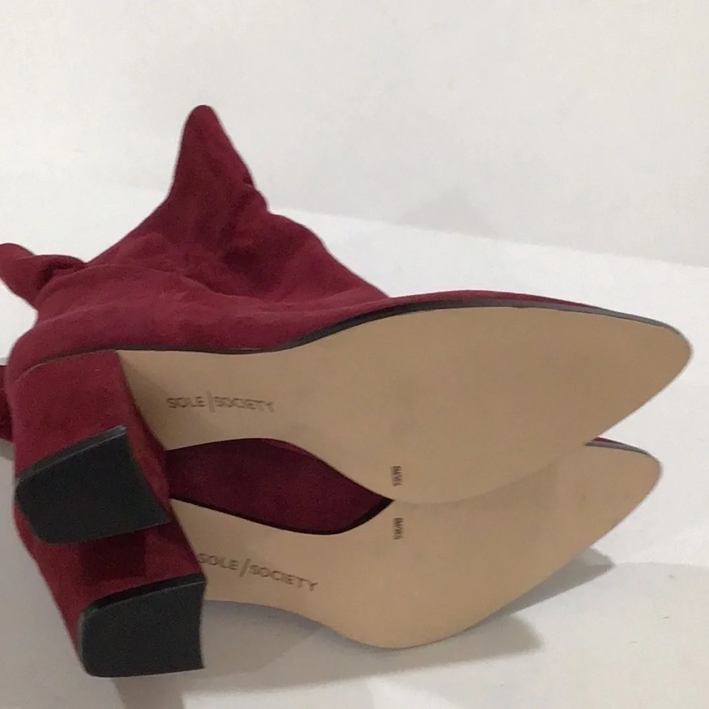 Sole Society leather suede booties burgundy NWOT